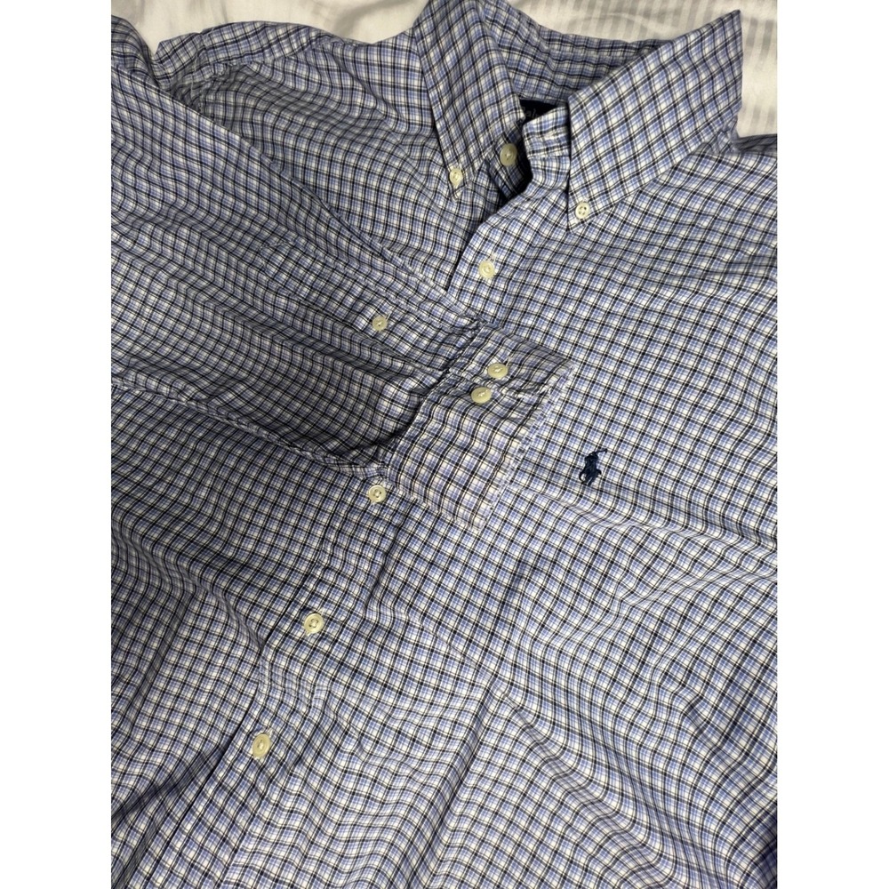 Polo Ralph Lauren Mens XL Classic Fit Blue Plaid Button Down Shirt 17.5 XL